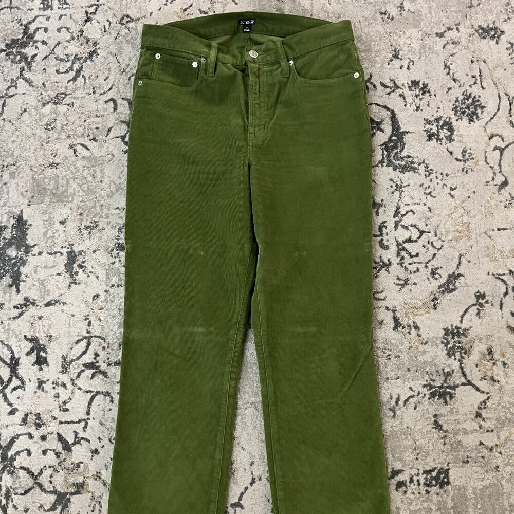 J Crew Ankle Length Olive Green Corduroy Pants, Size 30